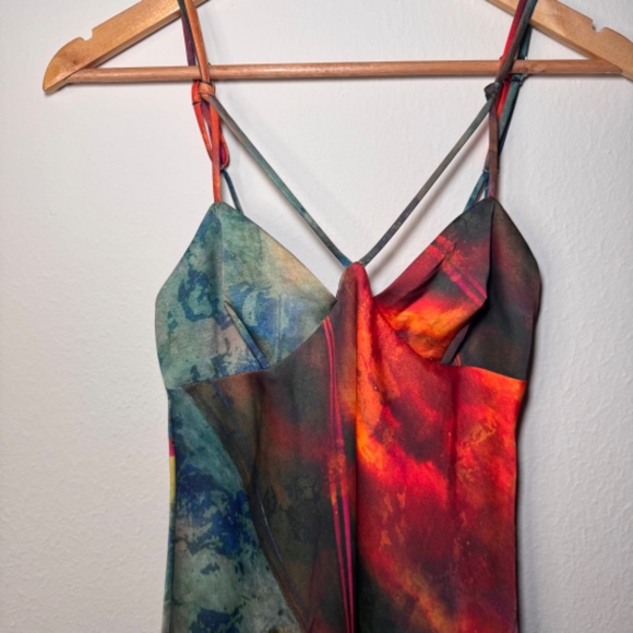 Urban Outfitters Strappy Mini Dress Small Multicolor Abstract Boho Y2K NWT - Picture 2 of 6